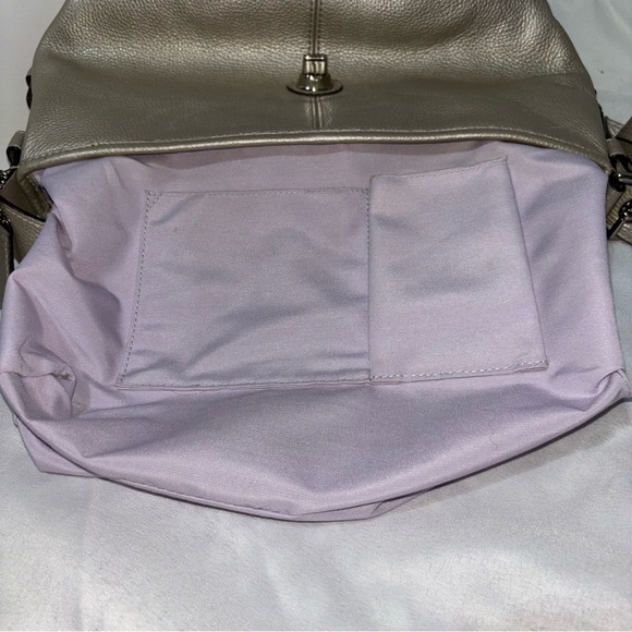COACH Legacy Duffle Bag, Pebbled Leather, Turn-lock flap front, Silver Metallic - Picture 9 of 10